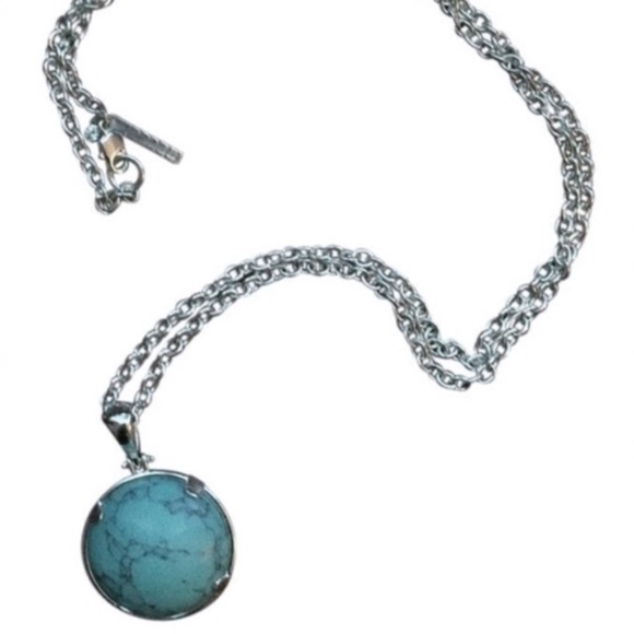 New Lele Sadoughi Silver + Turquoise Necklace - Picture 2 of 5